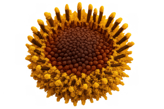 Ragweed yellow flower showing closeup of blooming pollen, a common allergen causing seasonal allergy symptoms