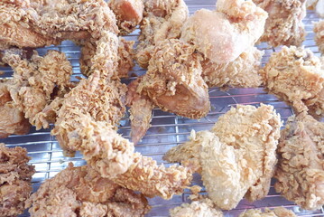 Crispy fried chicken on a tray. Selective focus. fried chicken