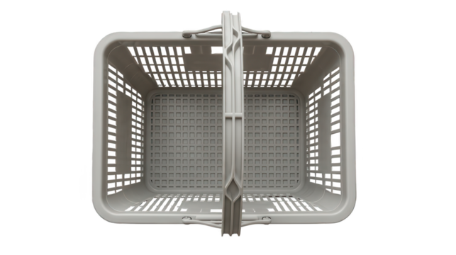 Modern plastic shopping basket offers organization and convenience for stylish retail spaces, grocery stores, markets, and creative product displays