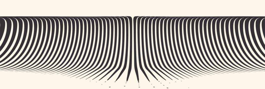 Este padr&atilde;o abstrato e din&acirc;mico de linhas pretas e brancas cria uma ilus&atilde;o &oacute;tica de profundidade e movimento, ideal para fundos modernos.
