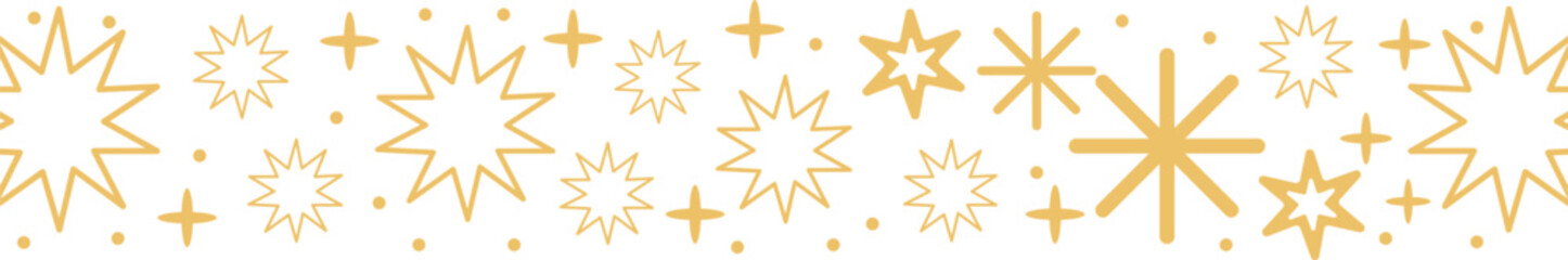 Seamless golden stars pattern, festive design element, decorative border Vector