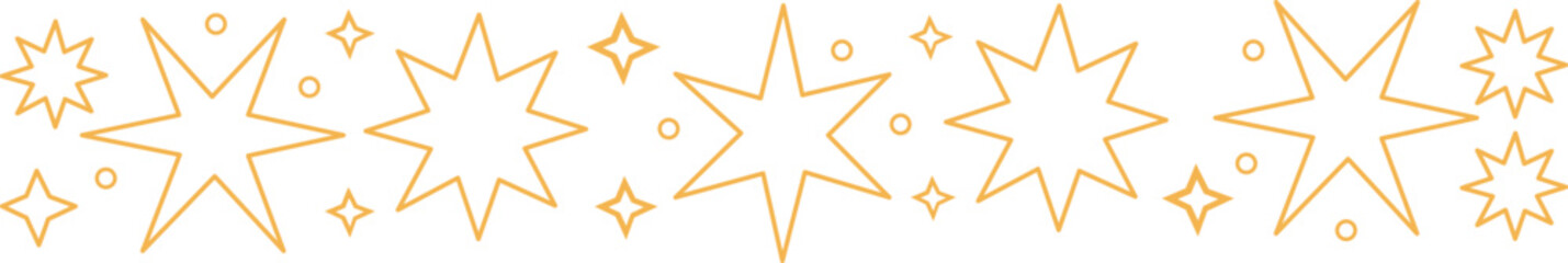 Outline stars and dots festive border design for celebration, light gold Vector,Gold stars border Design