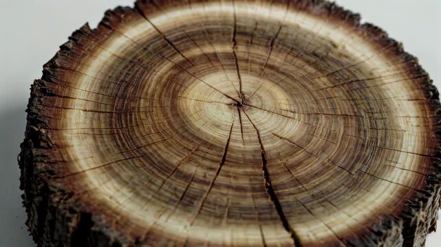 Close-up of tree trunk growth rings in cross section