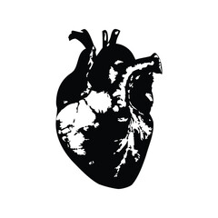 black and white heart illustration vintage art retro style vector