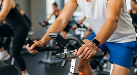 Man cycling indoors indoor cycling exercise