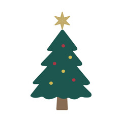 シンプルなクリスマスツリーのイラスト　クリスマス素材　12月