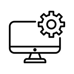 Computer monitor with gear icon, representing settings or configuration