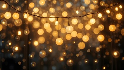 Transparent PNG. Golden festoon lights in glowing style for winter celebration.