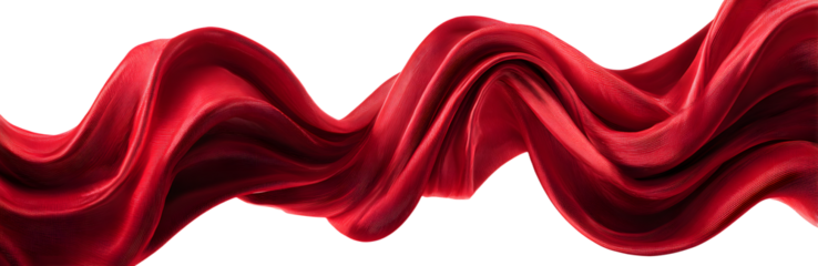 Wavy red ribbon isolated on white background.