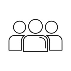 Group of three people icon, representing teamwork, community, and collaboration