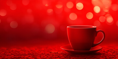 Obraz premium Steaming Hot Coffee Cup in Warm Festive Light