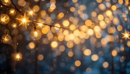 Transparent PNG. Golden festoon lights in glowing style for winter celebration.