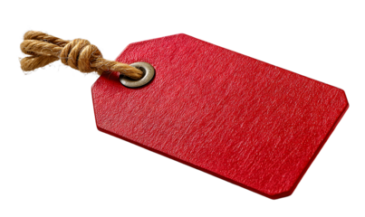Red tag on white background