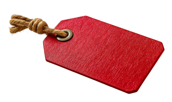 Red tag on white background