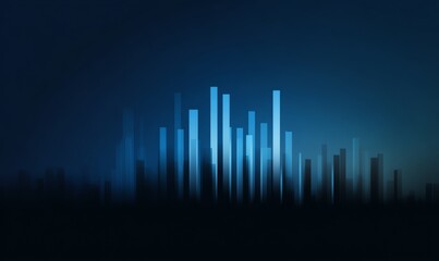 Abstract Blue Bar Chart Data Visualization on Dark Gradient Background