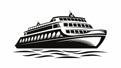 Obraz premium Striking monochrome cruise ship illustration ready for nautical adventures and vacation design projects
