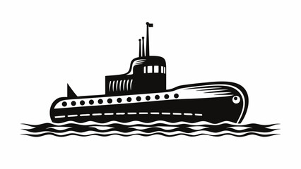 Fototapeta premium Striking submarine silhouette cruising through ocean waves, naval vessel for nautical themes
