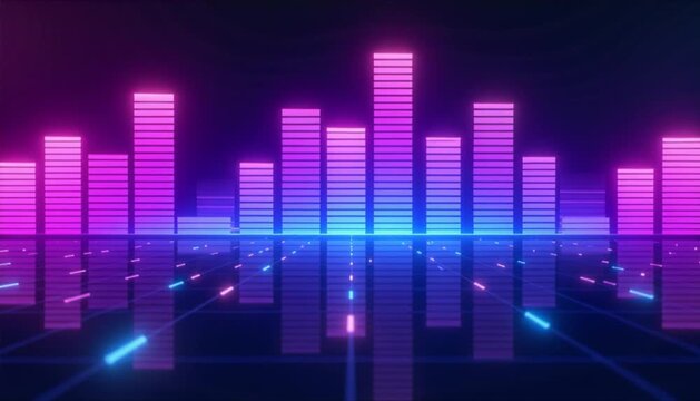 animated audio visualizer background equalizer bars, perfect for music videos, concert vj loops, and broadcast graphics