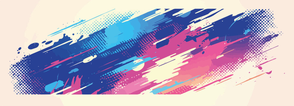 Abstrakte Vektor-Pinselstriche mit Farbverlauf und Halbtonmuster auf hellem Hintergrund