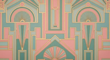 Art Deco geometric pattern with gold,