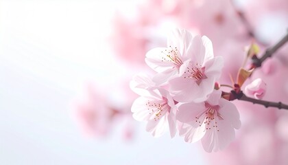 Obraz premium 満開の桜の花が浮かぶ淡い春色背景のコピースペース 4kリアリスティック 