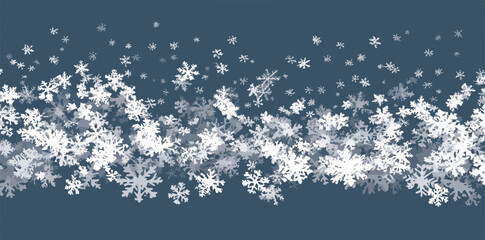 Abstrakter Hintergrund mit fallenden Schneeflocken-Vektor-Illustration auf blauem Hintergrund