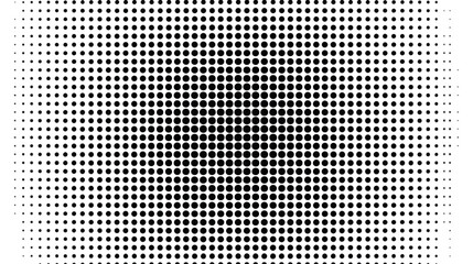 Abstrakter Vektor-Hintergrund mit sich vergr&ouml;&szlig;ernden schwarzen Punkten auf wei&szlig;em Grund, Halbtoneffekt