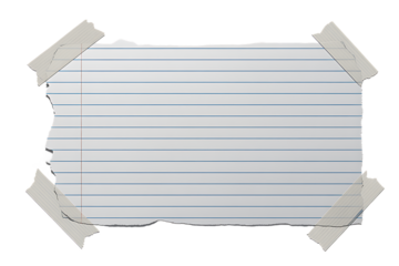 White grid notepaper journal sticker. A blank sheet of checkered paper. Real notepad with grid line isolated