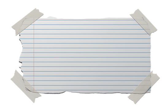 White grid notepaper journal sticker. A blank sheet of checkered paper. Real notepad with grid line isolated
