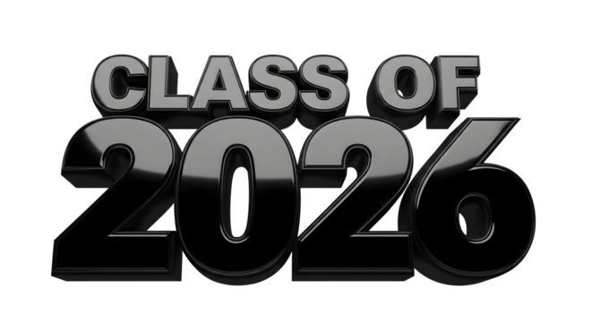 Class of 2026 in black for graduation year