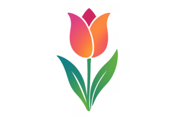Stylized tulip flower with a vibrant gradient, perfect for design elements, nature concepts, and floral themes. Transparent background