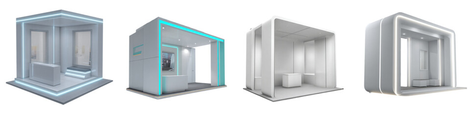 Modern trade show booth designs for product marketing and brand promotion, perfect for exhibitions, conventions, and retail spaces to attract customers and boost sales