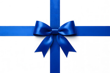 A blue ribbon and bow, top view