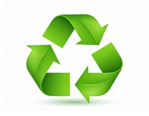 Obraz premium Green recycling symbol on white background.