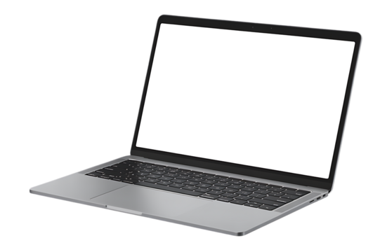 Laptop or notebook with blank screen isolated with clipping path on white background. png