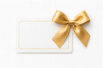 Blank card with golden ribbon