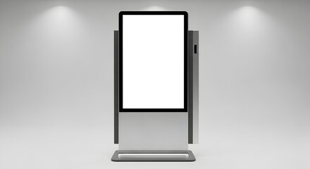 Digital signage kiosk blank white screen or empty display mockup modern vertical stand for advertising info or wayfinding smart interactive tech for retail simple promo 99950876 1
