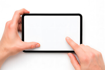 Hands holding a tablet