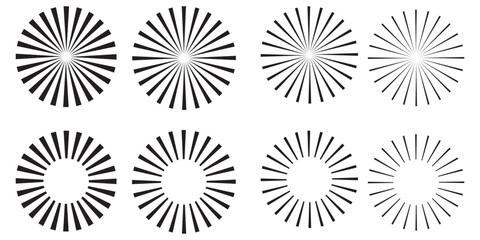 Monochrome sunburst icon collection, abstract starburst shapes, retro burst elements, vintage vector, decorative celebration design. Big collection sunburst best quality. Vector illustration.