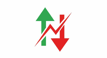 Up and Down Arrows with Line Crossing, Representing Market Fluctuations.