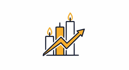 Candlestick Chart with Upward Arrow Symbolizing Financial Growth.