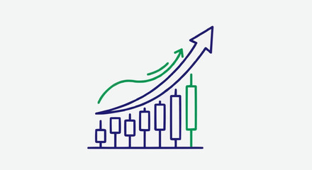 Stock Market Candlestick Chart Showing Positive Growth.