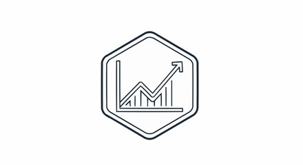 Growth Chart in Hexagon Icon Representing Business Success and Data Analysis.