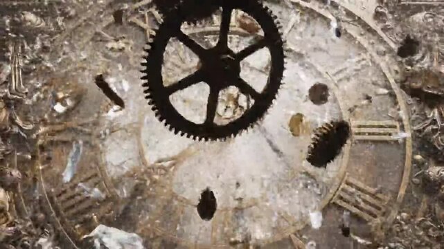 Intricate Clockwork Mechanism Exploding Gears and Springs in Detailed Mechanical Chaos.