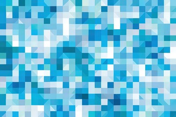 Abstract Geometric Pattern in Shades of Blue and White with Pixelated Effect