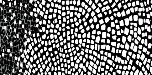 Ein faszinierendes abstraktes Schwarz-Weiß-Muster aus unregelmäßigen Formen, das eine dynamische und moderne Textur erschafft.