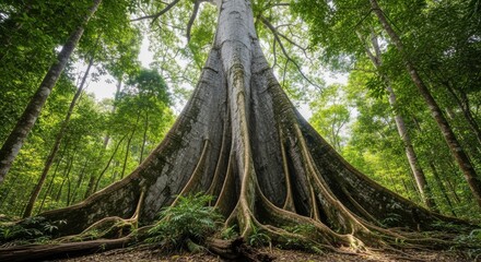 Majestic rainforest giant an immense tree towers surrounded by lush green canopy