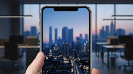 Man enters verification code on phone for secure access to digital city environment, modern technology concept - Powered by Adobe