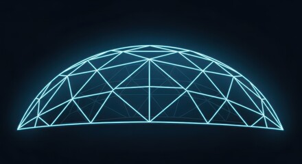 Glowing geometric dome structure rendered against a dark background