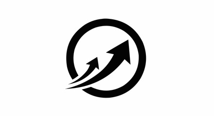 Simple black icon of two upward arrows inside a circle representing growth.
